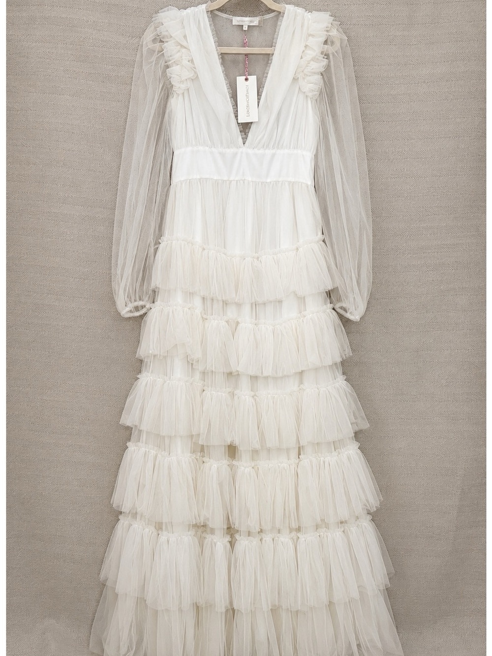 LoveShackFancy Françoise Gown White Size 00 NWT Tiered Tulle Max